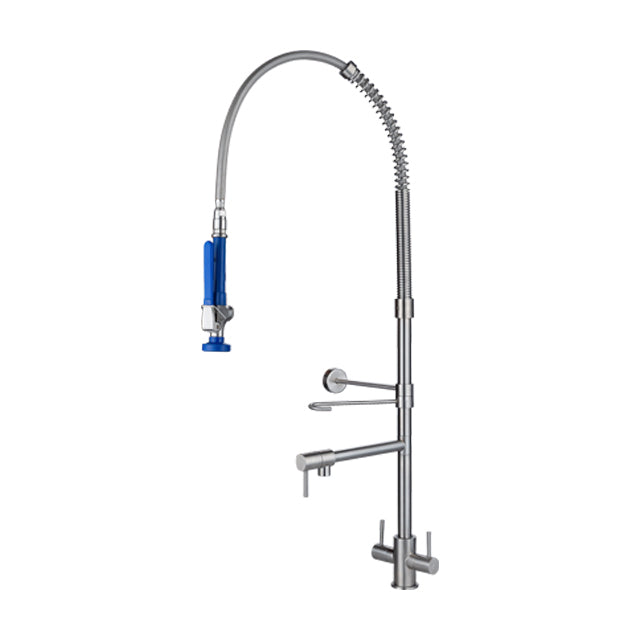 Gentec GPJ1500 Zero Lead Stainless Steel 304 Hob Mounted Pre-Rinse Unit w/ Pot Filler and Dual Handle Mixer