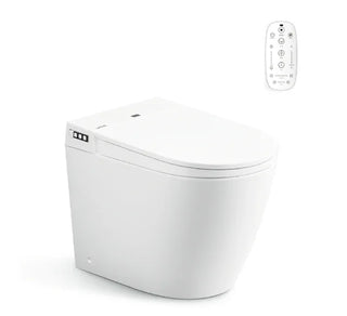 In Wall Cistern Rimless Flush Toilet Suite with Smart Remote Bidet Seat - White (4 Star)