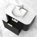BV73 Curved Black Oak Wall Hung Vanity - 600 / 750 / 900 / 1200 / 1500 / 1800mm