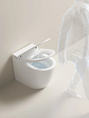 LF In Wall Cistern Rimless Flush Toilet Suite with Smart Remote Bidet Seat - White (4 Star)
