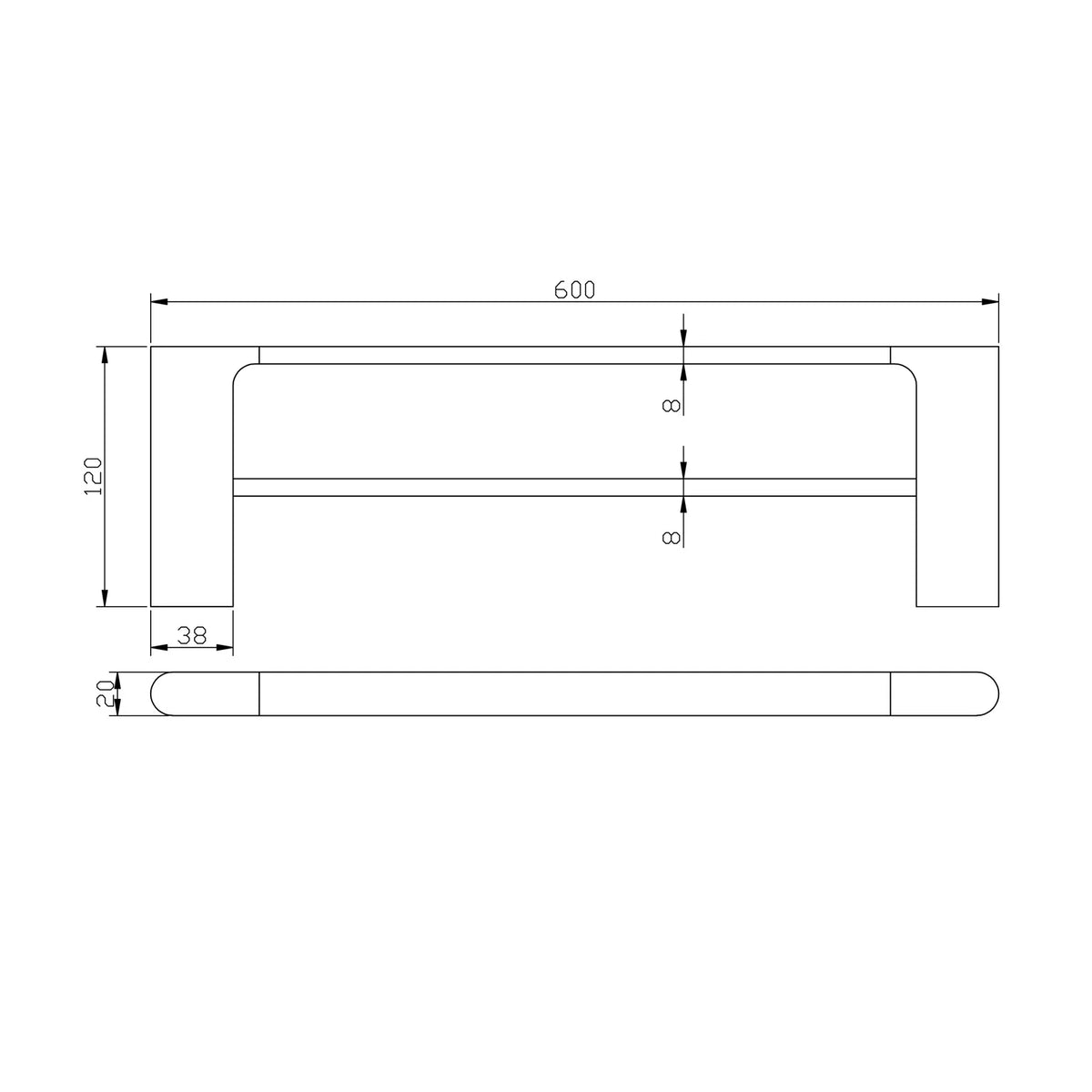 Liano Double Towel Rail 600mm / 800mm - Various Colours