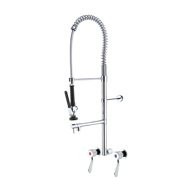 Gentec JETFLF3000 Lead Free DZR Brass Wall Mounted Pre-Rinse Unit w/ Pot Filler, Recess Adaptors and 100mm Lever Handles