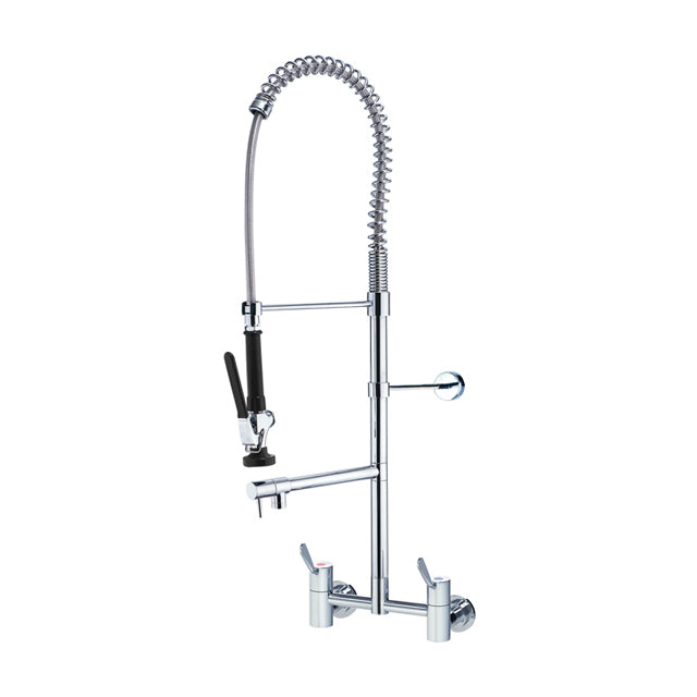 Gentec JETFLF5600 Lead Free DZR Brass Wall Mounted Pre-Rinse Unit w/ Pot Filler, Exposed Mixing Breech and 100mm Lever Handles