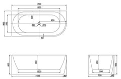 Isabella Left Hand Corner Freestanding Bath 1700mm - Gloss White