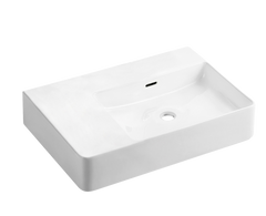 Milano Gloss White Wall Hung Ceramic Basin (No Taphole) 605x420mm - Left Hand / Right Hand