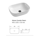 Nova Counter Top Ceramic Basin 455x325mm - Various Colours