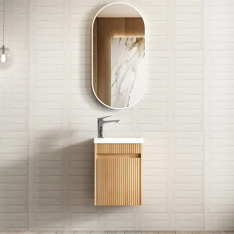 BV36WH Compact Fluted Wall Hung Ensuite Vanity 410x260mm - Various Colours