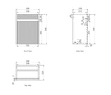 BV36WH Compact Fluted Wall Hung Ensuite Vanity 410x260mm - Various Colours