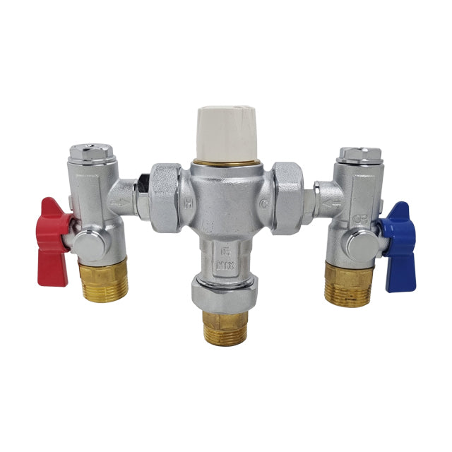 Gentec MVLF6015 NSW Health Approved Thermostatic Mixing Valve Lead Free DZR Brass Chrome Plated w/ Strainers, Isolation and Non Return Valves
