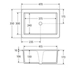 Koco Rectangular Undermount Ceramic Basin 470 x 350 x 173mm - Matte White
