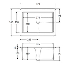 Koco Rectangular Undermount Ceramic Basin 470 x 350 x 173mm - Matte White