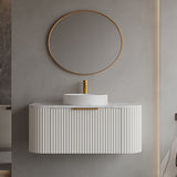 BV80WH Snow Matt White Curved Fluted Wall Hung Vanity - 910 / 1210 / 1510mm