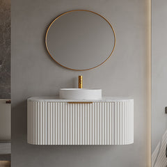 BV80WH Snow Matt White Curved Fluted Wall Hung Vanity - 910 / 1210 / 1510mm