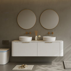 BV80WH Snow Matt White Curved Fluted Wall Hung Vanity - 910 / 1210 / 1510mm