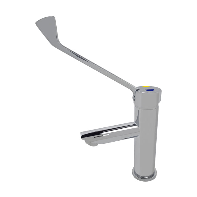 Gentec NGMLF2000D Lead Free DZR Brass Hob Mounted Basin Mixer w/ Yellow and Blue Printed Care Handle