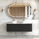 BV06WH Satin Black Shaker Curved Wall Hung Vanity - 600 / 750 / 900 / 1200 / 1500 / 1800mm