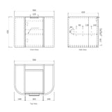 BV63WH Curved Fluted Matte White Wall Hung Vanity - 600 / 750 / 900 / 1200 / 1500 / 1800mm