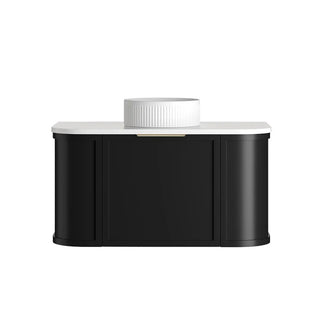 BV06WH Satin Black Shaker Curved Wall Hung Vanity - 600 / 750 / 900 / 1200 / 1500 / 1800mm
