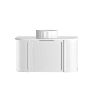 BV57WH Matte White Shaker Curved Wall Hung Vanity - 600 / 750 / 900 / 1200 / 1500 / 1800mm