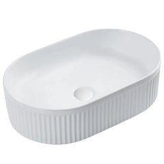Yugen Fluted Above Counter Ceramic Basin 490x313mm - Various Colours