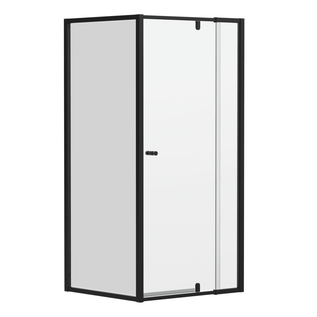 Black 6mm Full Framed Pivot Shower Screen – Front & Return, 1950mm High, Special Order
