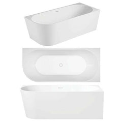 Right Hand Corner Back to Wall Freestanding Bath 1400mm - Gloss White