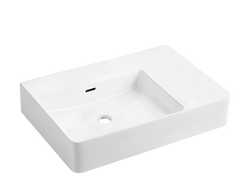 Milano Gloss White Wall Hung Ceramic Basin (No Taphole) 605x420mm - Left Hand / Right Hand