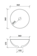Eclipse Round Above Counter Ceramic Basin 360x360mm - Matte White