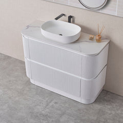 BV85 Matt White Freestanding Fluted Plywood Vanity - 900/1200/1500mm
