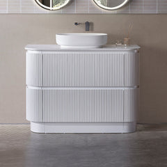 BV85 Matt White Freestanding Fluted Plywood Vanity - 900/1200/1500mm