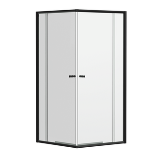 SS42 Black Corner Entry Sliding Shower Screen (Front + Return) - Various Sizes