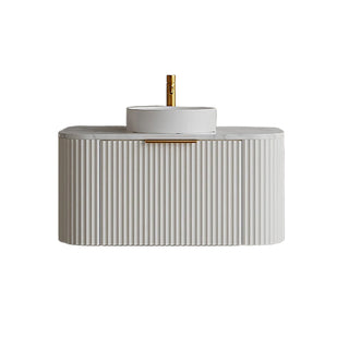 BV80WH Snow Matt White Curved Fluted Wall Hung Vanity - 910 / 1210 / 1510mm