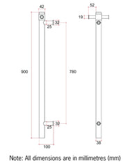 Thermogroup Brushed Nickel Vertical Heated Rail (VSH900HBN) - Stock Clearance