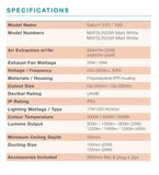 Round Exhaust Fan with 17W Tricolour LED Light - Various Sizes