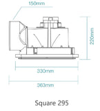 Square Bathroom Exhaust Fan - Various Size