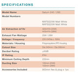 Square Bathroom Exhaust Fan - Various Size