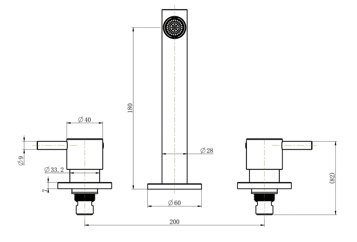 Quarter Turn Wall Laundry/Kitchen/Bath Tap Set with Fixed Spout - Chrome