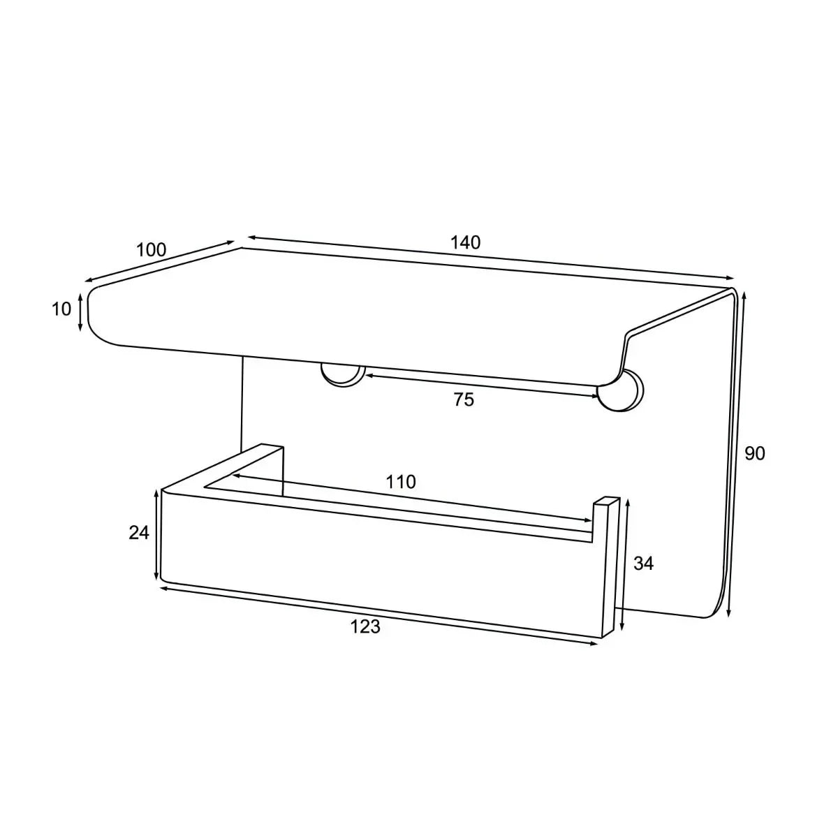 Toilet Roll Holder with Shelf - Various Colours