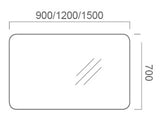Rectangle Frameless LED Bathroom Mirror Anti-Fog Backlit Touch-on Switch - 900/1200/1500x700mm