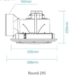 Round Exhaust Fan with 17W Tricolour LED Light - Various Sizes