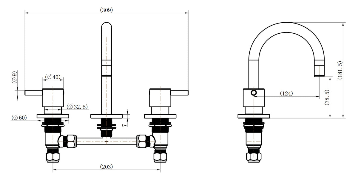 Quarter Turn Basin Tap Set - Chrome