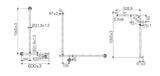CARE 90° Corner Grab Rail 528x1000x600mm Left / Right Hand - Stainless Steel