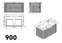 EC Curve Fluted Wall Hung Vanity - 900x510mm (Display Clearance)