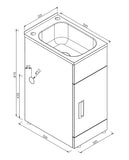 Laundry Trough & Cabinet 20L Stainless Steel/White - 310x505mm