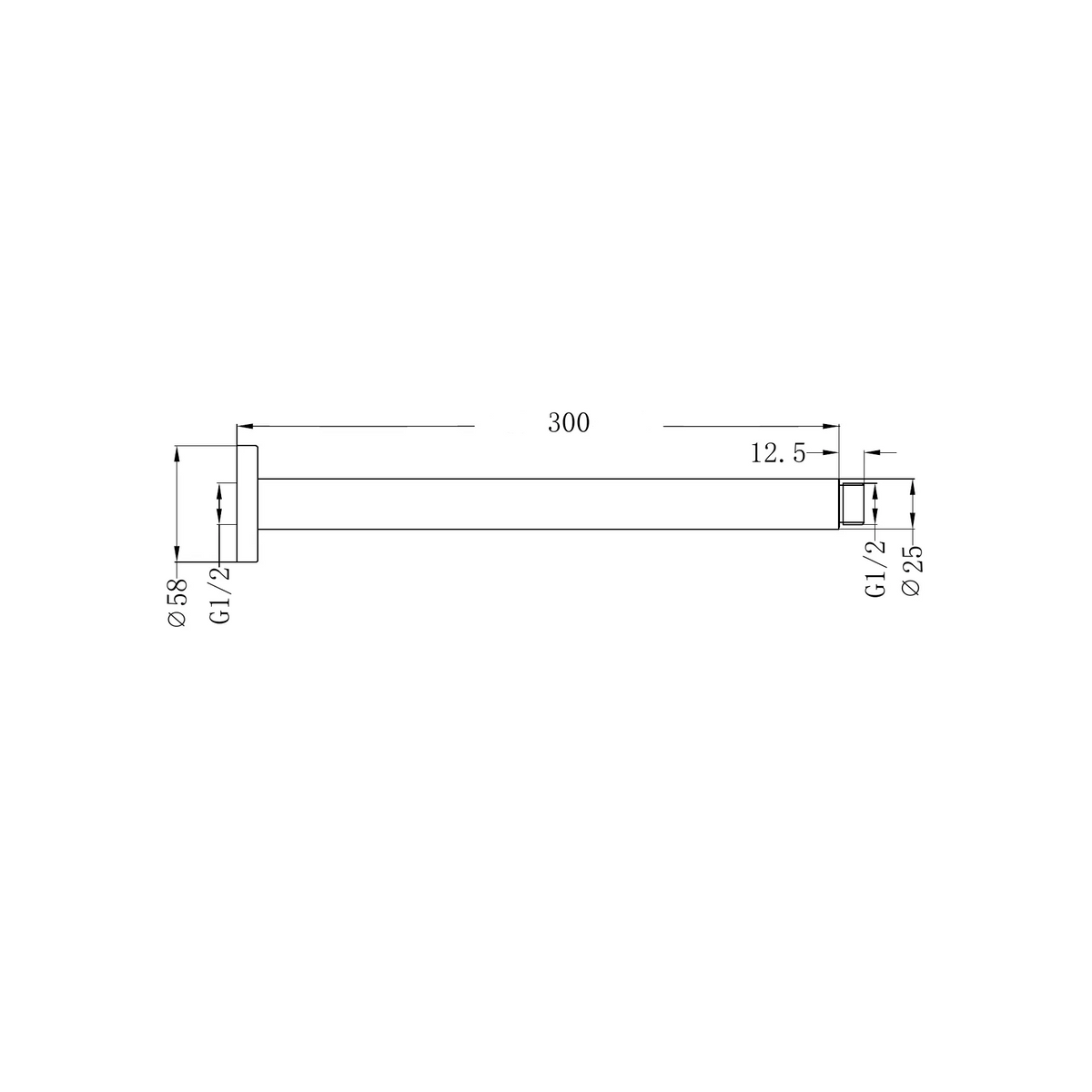 Round Shower Dropper / Ceiling Arm - Various Colours & Lengths