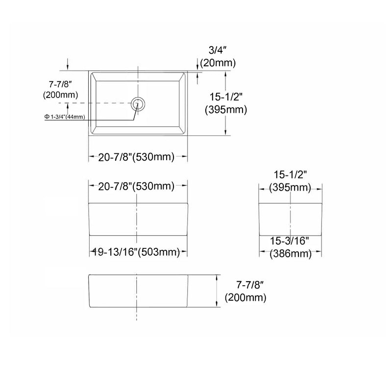 Project BUTLERS Single Bowl Ceramic Laundry Sink 530x395x200mm
