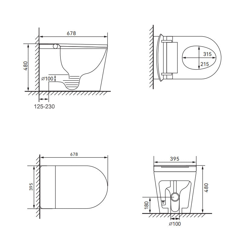 Luna inbuilt Cistern Tornado Rimless Flush Toilet Suite with Smart Remote Bidet Seat - White (4 Star)