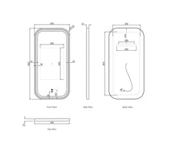 Soft Square LED Mirror Touchless 450x900mm - Frameless / Framed