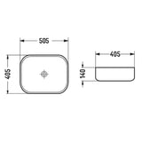 Elcat Rectangle Above Counter Ceramic Basin 505x405mm - Various Colours
