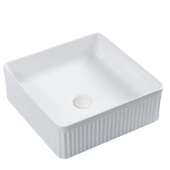 Cielo Fluted Above Counter Ceramic Basin 375x375mm - Various Colours